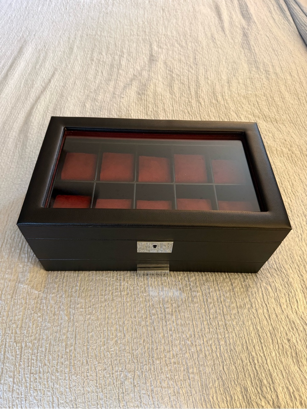 Rothwell 10-slot-Style Black Leather Watch Organizer